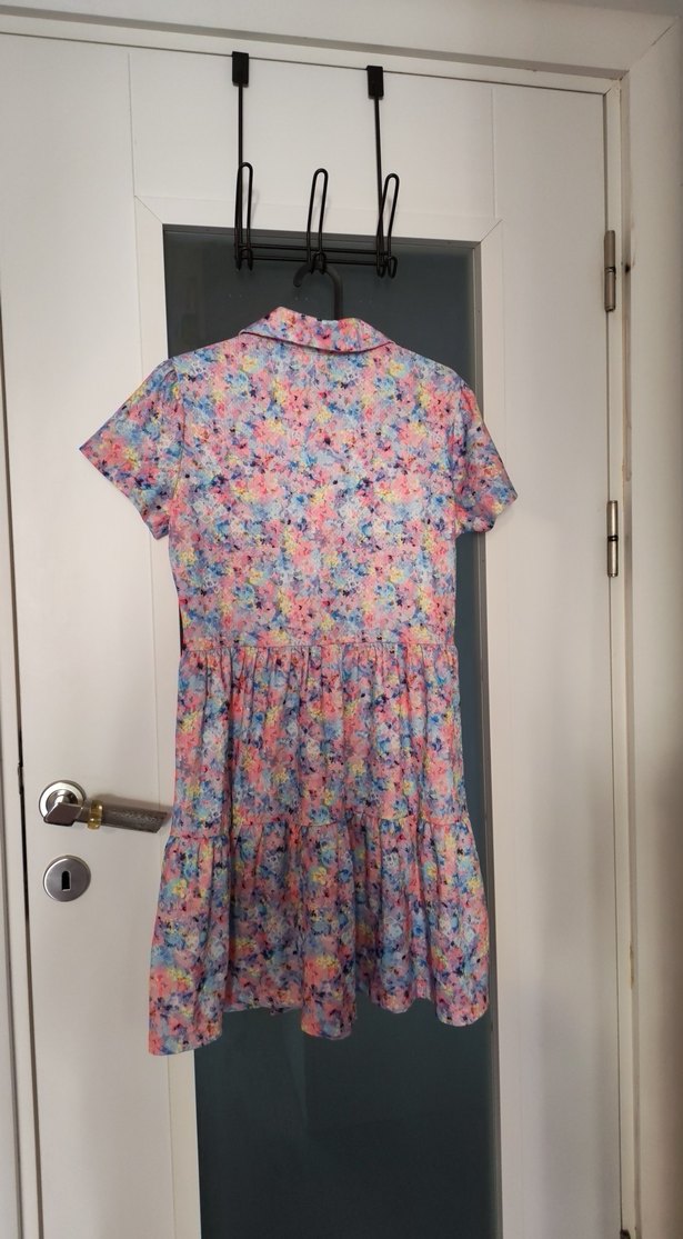 Pastel Renkli Düğmeli Midi Elbise - Görsel 5