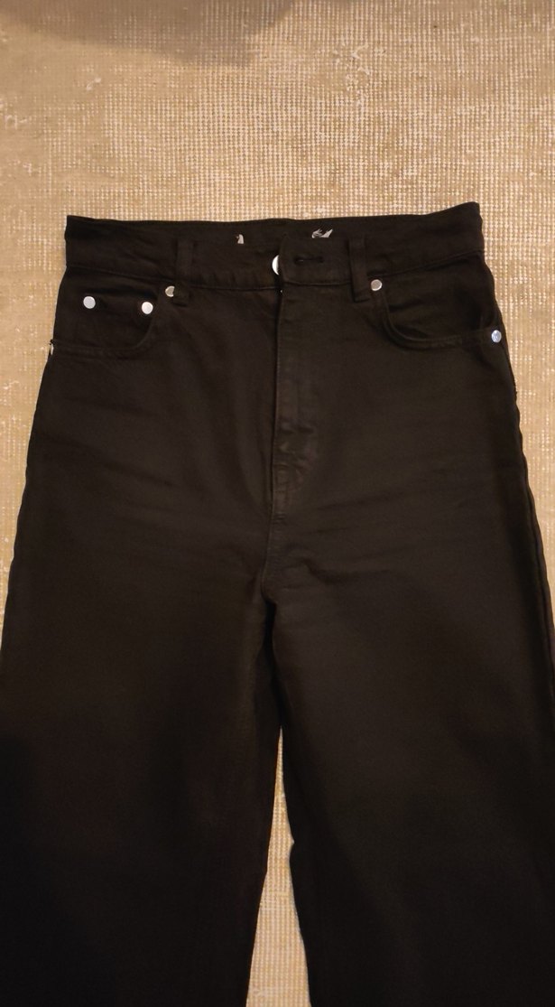 Kadın Siyah Wide Leg Denim Pantolon - Görsel 2