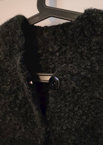 Antrasit El Örgüsü Yün Kadın Kalın Hırka/Ceket - Görsel 4