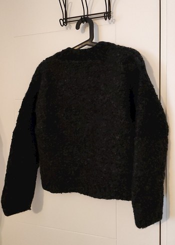 Antrasit El Örgüsü Yün Kadın Kalın Hırka/Ceket - Görsel 7