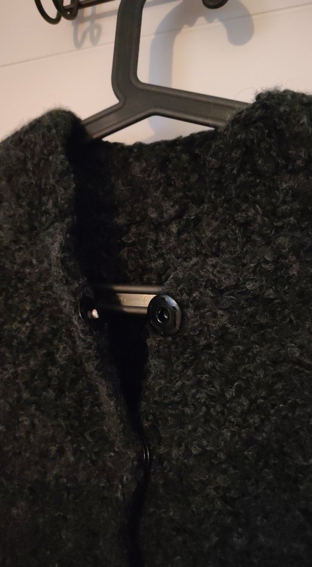 Antrasit El Örgüsü Yün Kadın Kalın Hırka/Ceket - Görsel 4