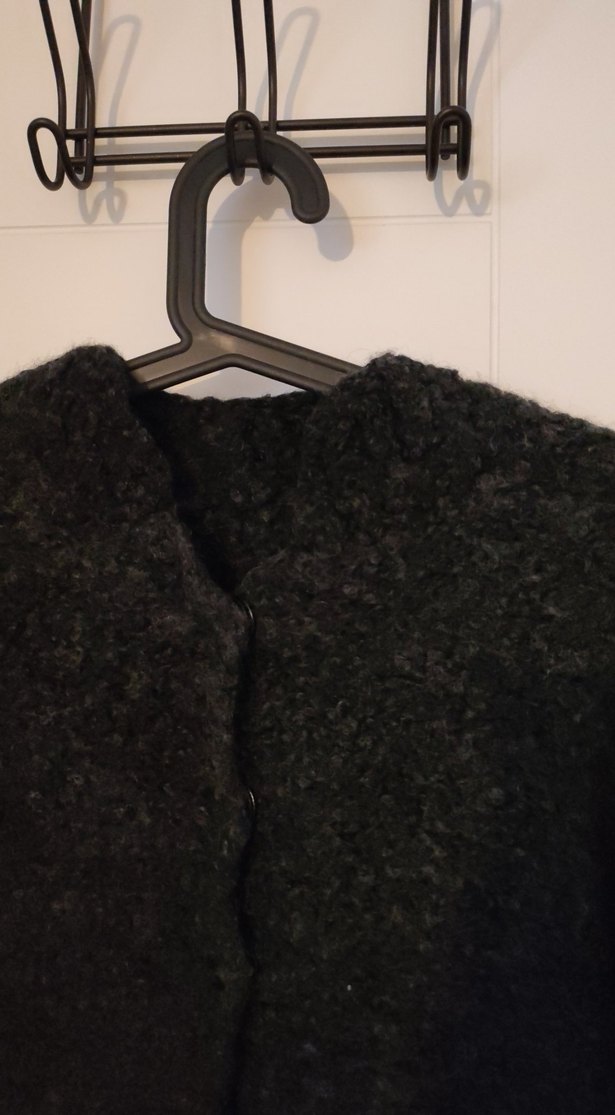 Antrasit El Örgüsü Yün Kadın Kalın Hırka/Ceket - Görsel 2