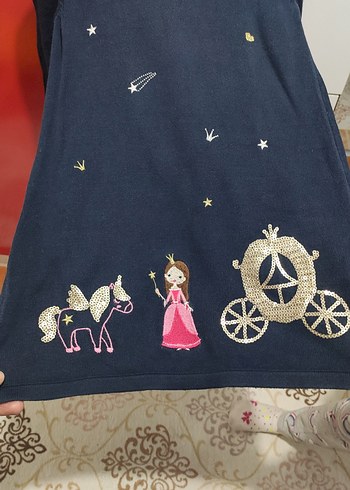 Kız Çocuk Uzun Kollu Baskılı Triko Elbise - Görsel 5