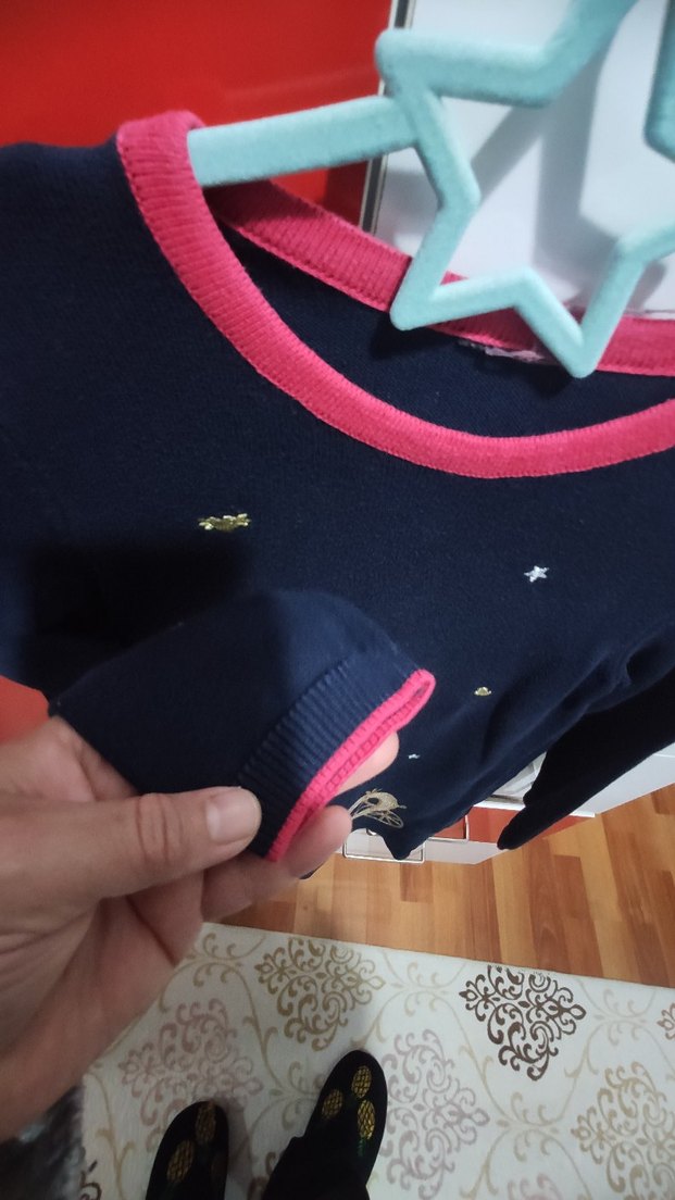 Kız Çocuk Uzun Kollu Baskılı Triko Elbise - Görsel 2