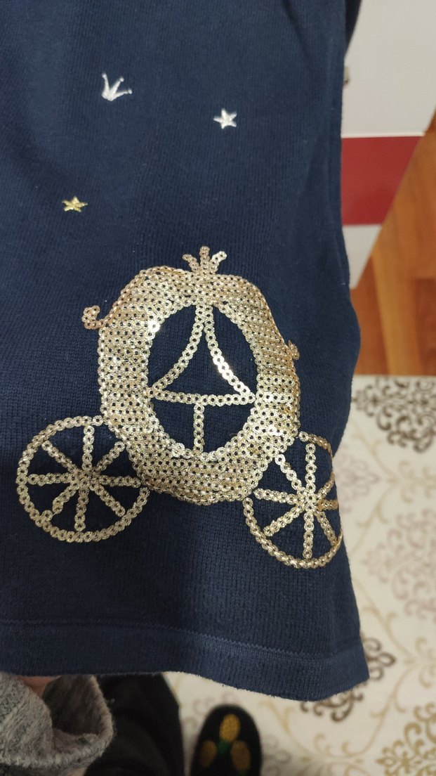 Kız Çocuk Uzun Kollu Baskılı Triko Elbise - Görsel 4