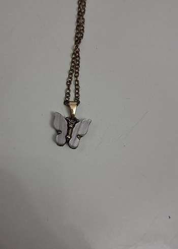 Gri Bohem Kelebek Detaylı Zincir Kolye - Görsel 2