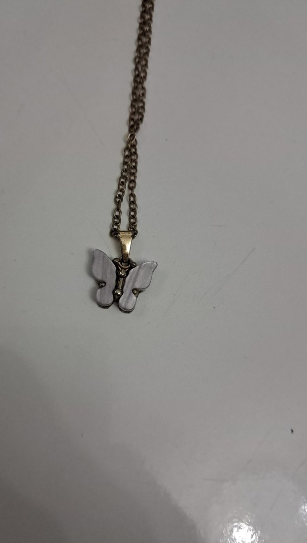 Gri Bohem Kelebek Detaylı Zincir Kolye - Görsel 2