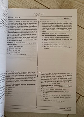 TYT Sosyal Bilimler Branş Denemeleri 30x20