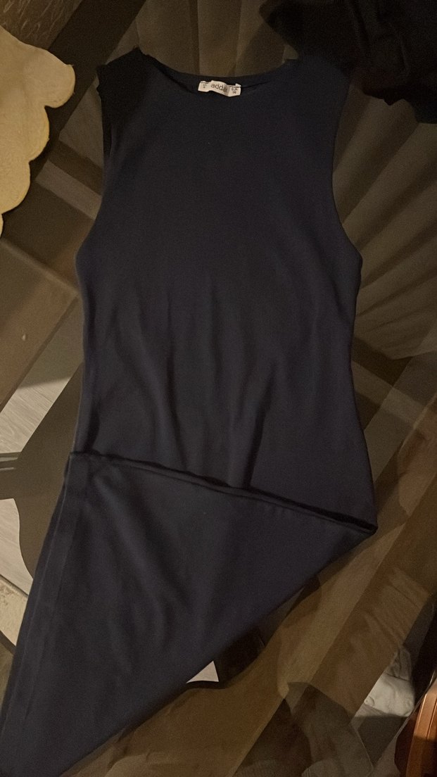 Lacivert Kolsuz Midi Kalem Elbise - Görsel 3