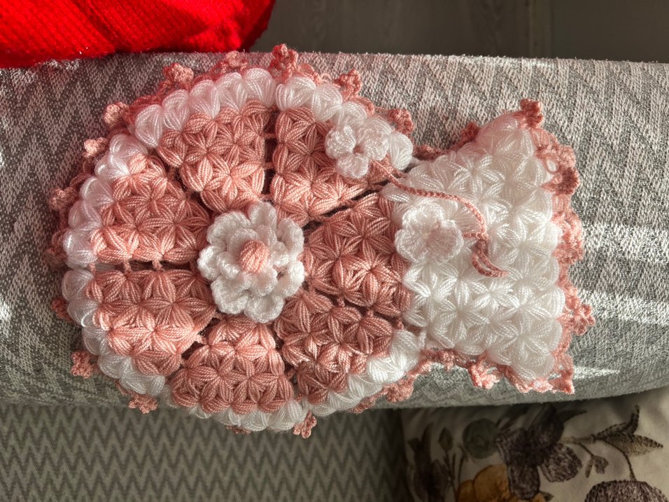 Dantel İşlemeli el yapımı Pembe Bohem lif - Görsel 4