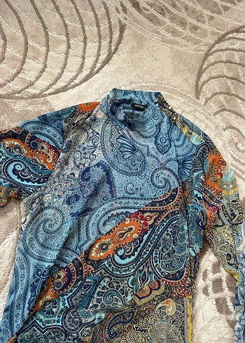 Bohem Çok Renkli Desenli Balıkçı Yaka Bluz - Görsel 2