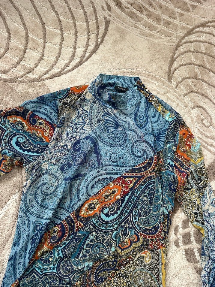 Bohem Çok Renkli Desenli Balıkçı Yaka Bluz - Görsel 2