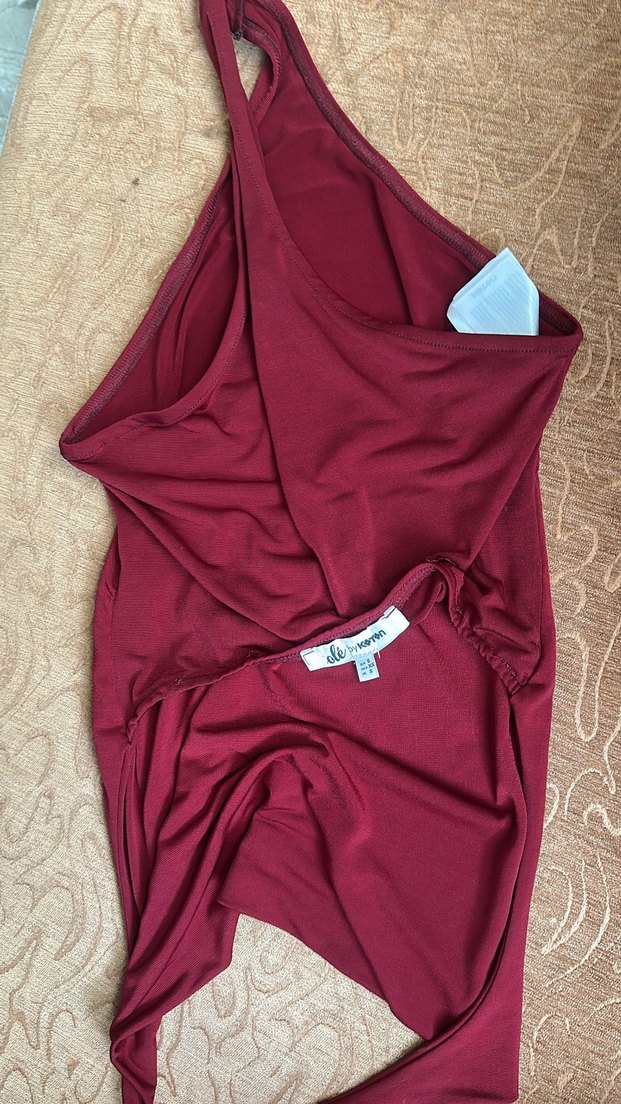 Bordo Yüksek Yakalı Kolsuz Body - Görsel 5