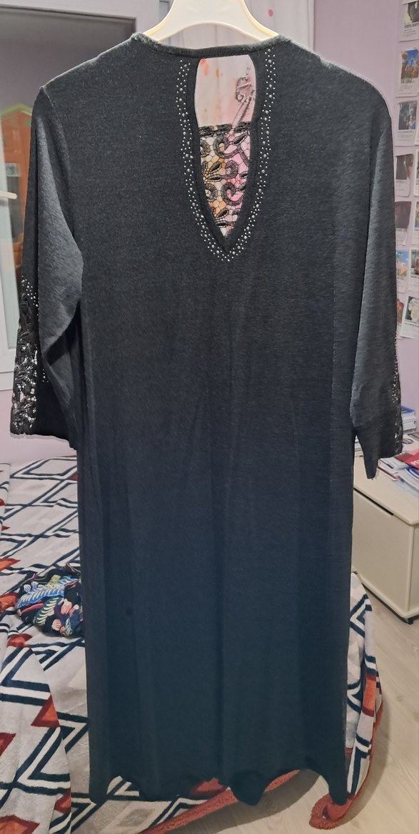 Uzun Siyah Gotik Kadın Tasarım Elbise - Görsel 2