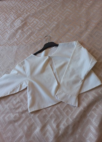 Kız Çocuk Beyaz Keten Bolero - Görsel 2