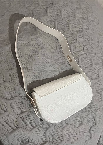 Beden Beyaz Deri Kemerli Kadın Çanta