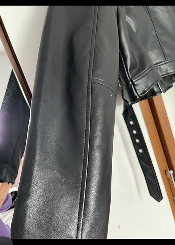xl Beden stadi Siyah Kemerli Deri Biker Ceket