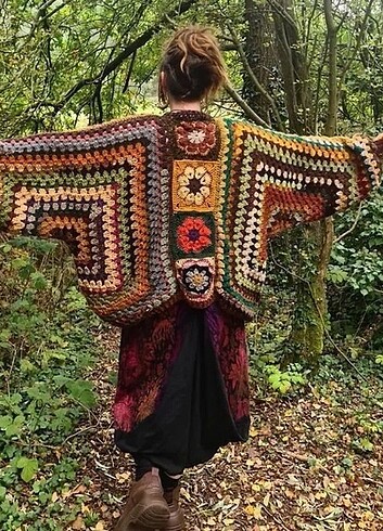 American Vintage Hippie bohem oversize balon kol hırka