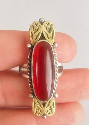 925 ayar gümüş akik yüzük - Görsel 2