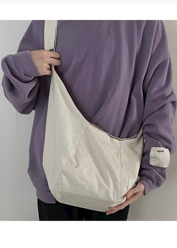 Hippie Bohem salaş Beyaz Keten Kadın Omuz Çantası - Görsel 2