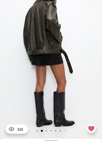 Pull&Bear eskitme desenli deri ceket - Görsel 2