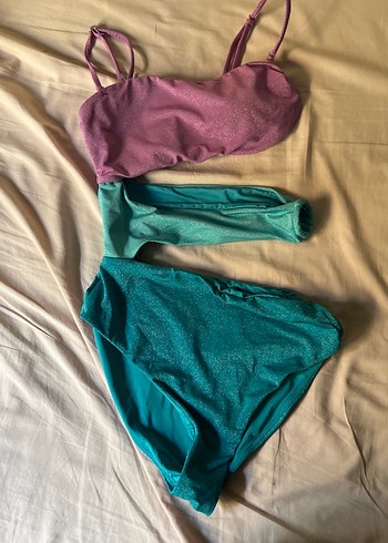 Renkli Drapeli Kadın Mayo - Görsel 3