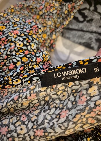 Kahverengi Bağlama Desenli Hamile Midi Elbise - Görsel 6