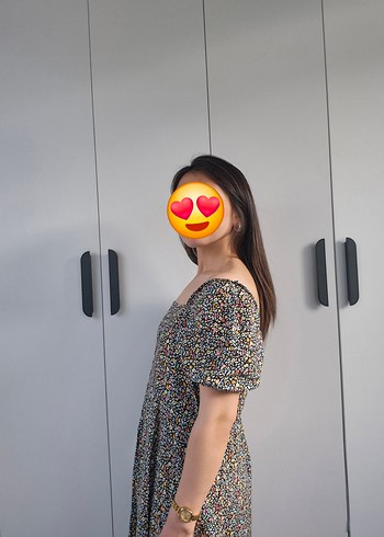 Kahverengi Bağlama Desenli Hamile Midi Elbise - Görsel 8