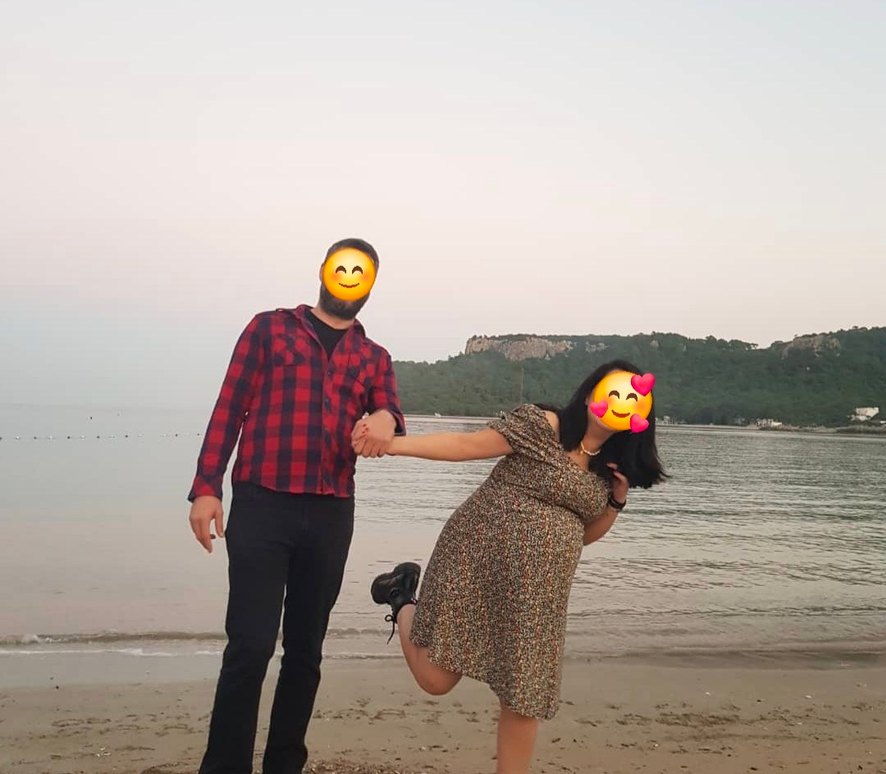 Kahverengi Bağlama Desenli Hamile Midi Elbise - Görsel 2