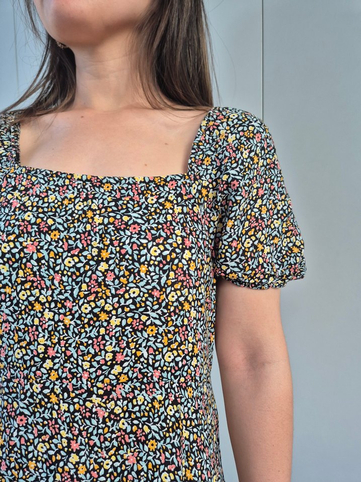 Kahverengi Bağlama Desenli Hamile Midi Elbise - Görsel 5