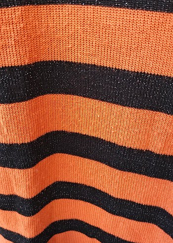 Kadın Kiremit Çizgili Triko Tunik/ Kazak - Görsel 4