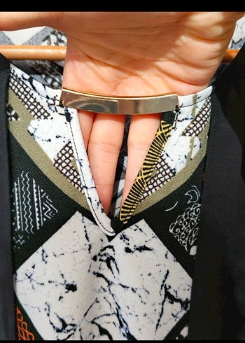 Siyah Bohem V-Yaka Kolsuz Elbise - Görsel 5