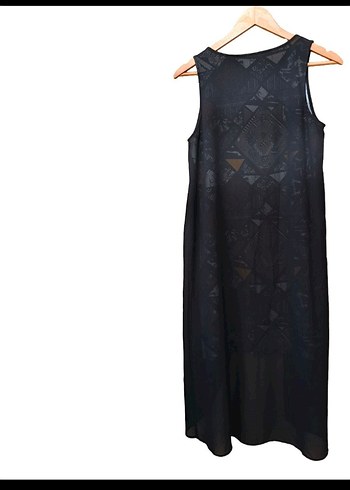 Siyah Bohem V-Yaka Kolsuz Elbise - Görsel 3