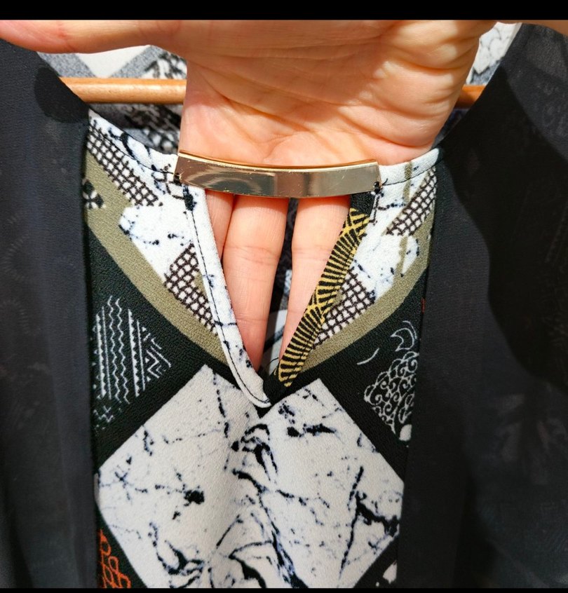 Siyah Bohem V-Yaka Kolsuz Elbise - Görsel 5