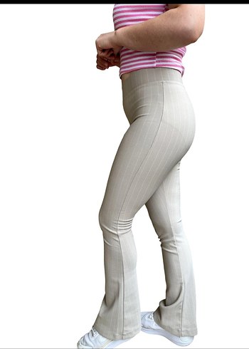 KADIN KREM TAYT STREÇ PANTALON - Görsel 2