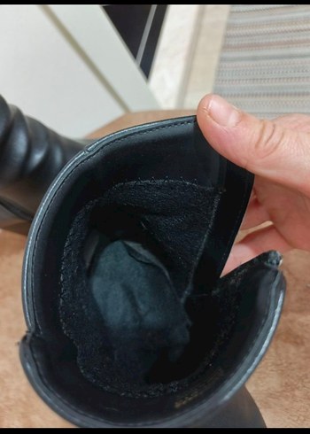 Kadın Siyah Deri Topuklu Bot - Görsel 6