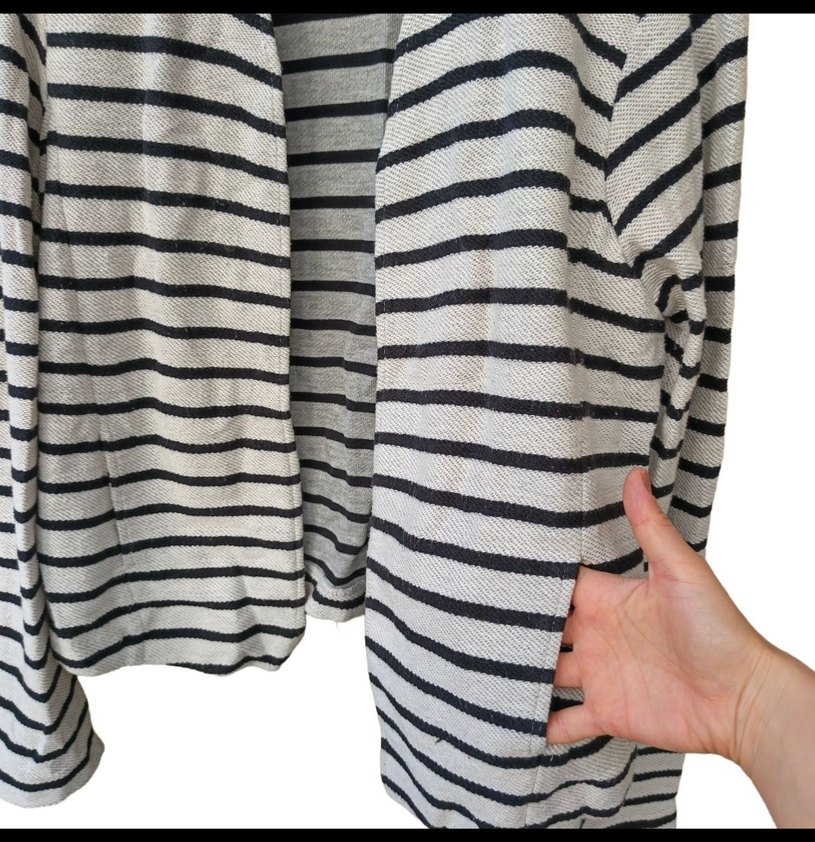 KADIN ÇİZGİLİ PAMUK KUMAŞ HIRKA - Görsel 3