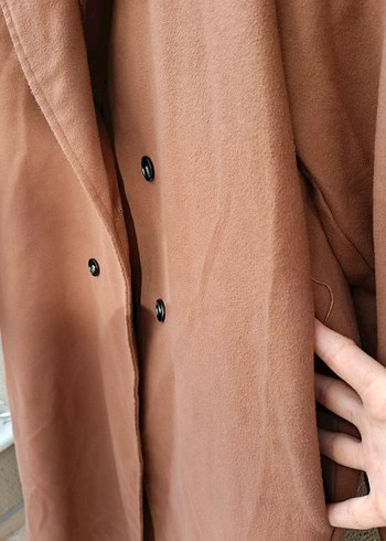 Kadın Kahverengi Uzun Kaban - Görsel 3