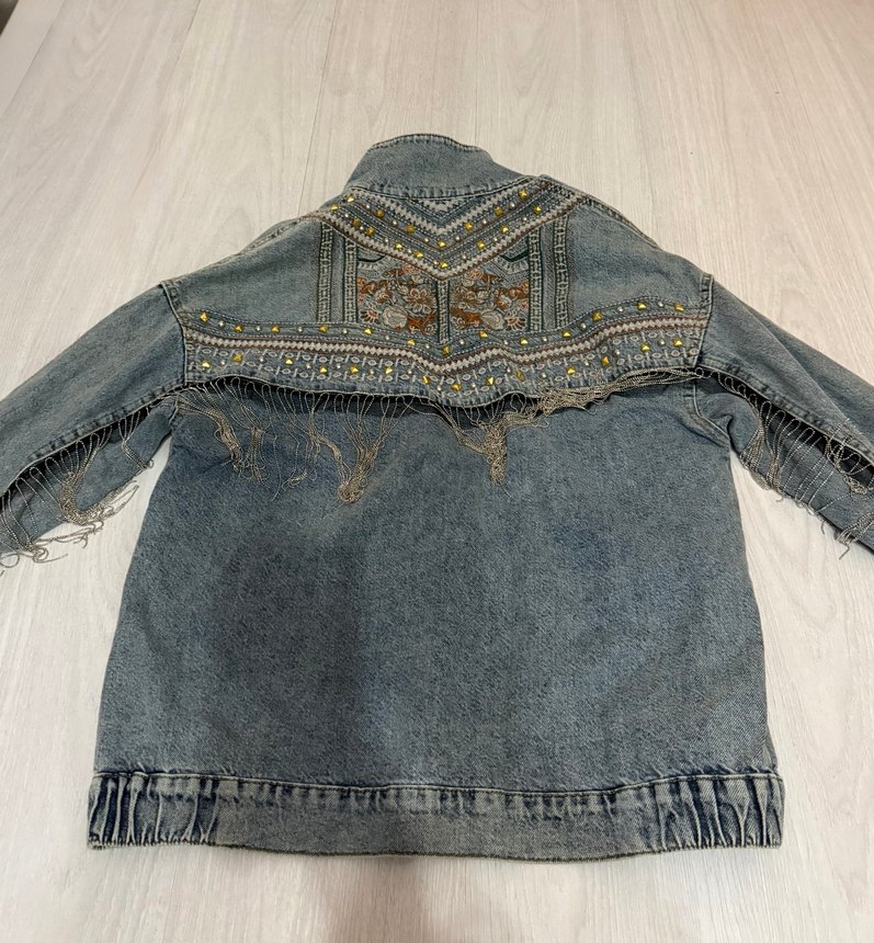 Düğmeli Gri Kadın Denim Ceket - Görsel 3