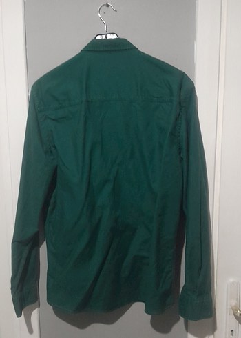zara Düğmeli Yeşil Erkek Keten Gömlek - Görsel 3
