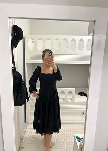 Şeffaf Detaylı Siyah Uzun Gotik Elbise