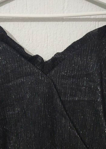 36 Beden Siyah Drapeli V Yaka Mini Gotik Elbise