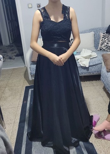 Uzun Siyah Dökümlü Kadın Etek saten belden 120 cm kalin saten - Görsel 2