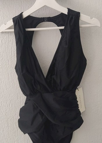 Siyah Drapeli Kadın Mayo - Görsel 5