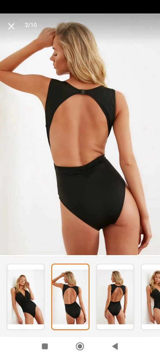 Siyah Drapeli Kadın Mayo - Görsel 2