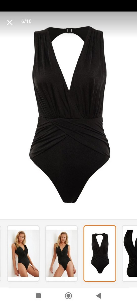 Siyah Drapeli Kadın Mayo - Görsel 3