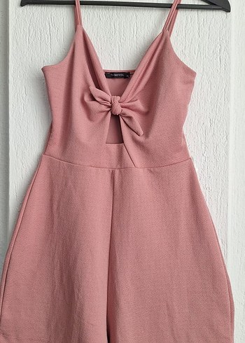 Pembe Mini Askılı Fiyonklu Tulum - Görsel 2