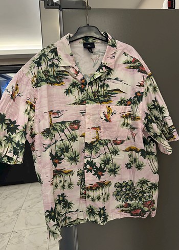 Pamuklu Oversize Desenli Kısa Kollu Gömlek