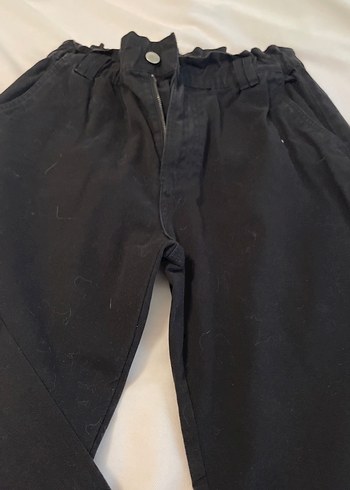 Kadın Siyah Bel Bantlı Rahat Kesim Pantolon - Görsel 2