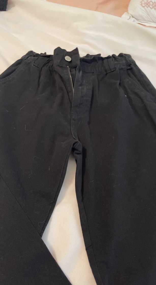 Kadın Siyah Bel Bantlı Rahat Kesim Pantolon - Görsel 2